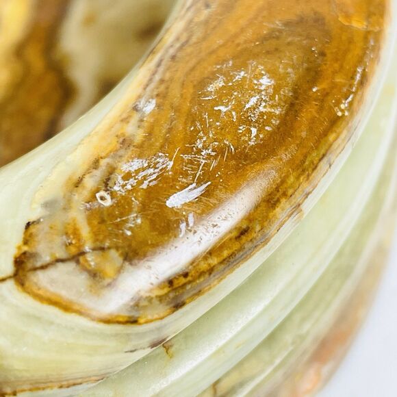 Stone Marble Onyx Green Brown Ashtray Trinket Dish Retro Heavy Vintage MCM 4in - Picture 3 of 12